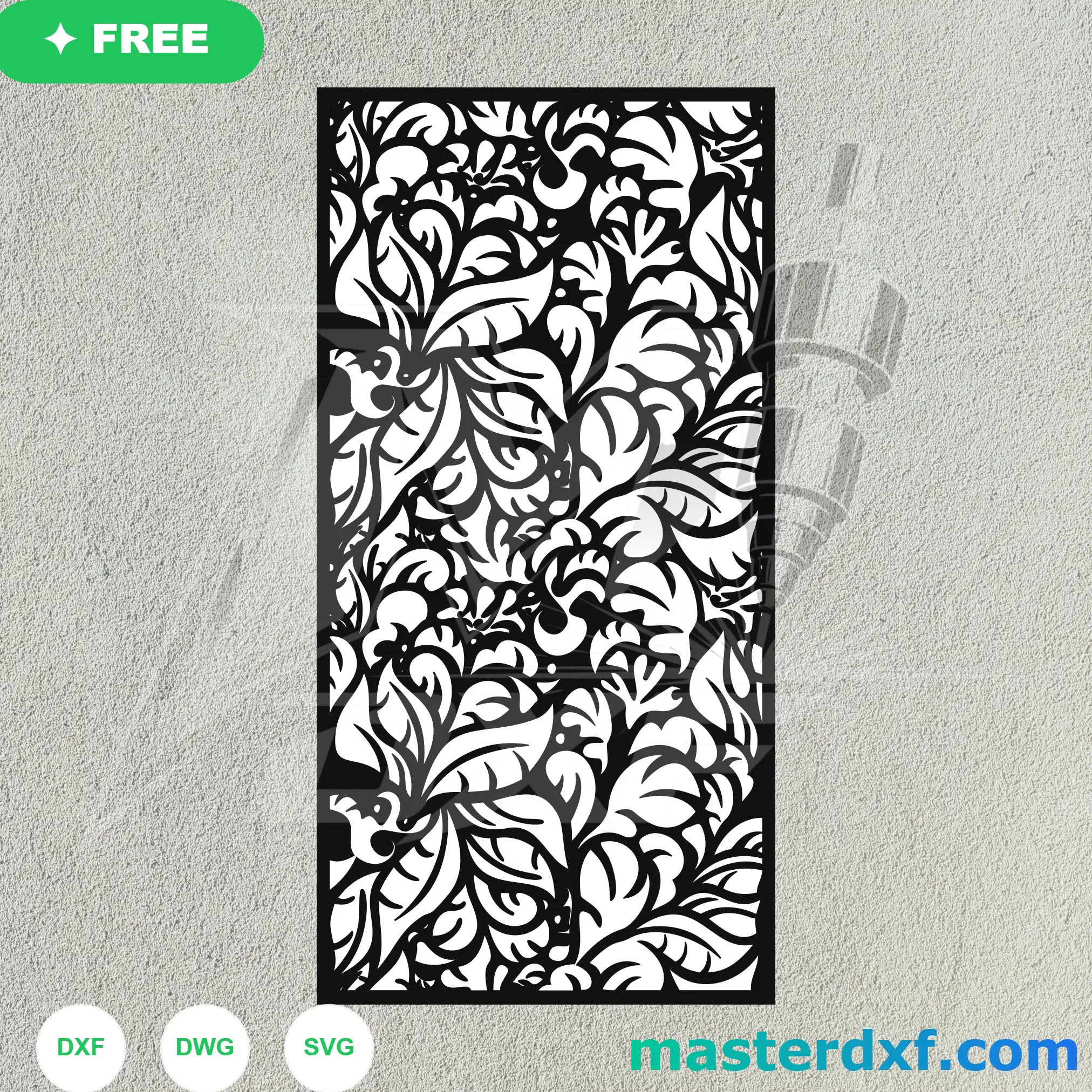 Overlapping Leaf Canopy DXF Panel for Lush Botanical Screens DXF File